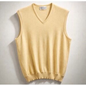 St. Croix Shop Pastel Yellow Wool Sweater Vest Luxury Preppy Minimalist -XL